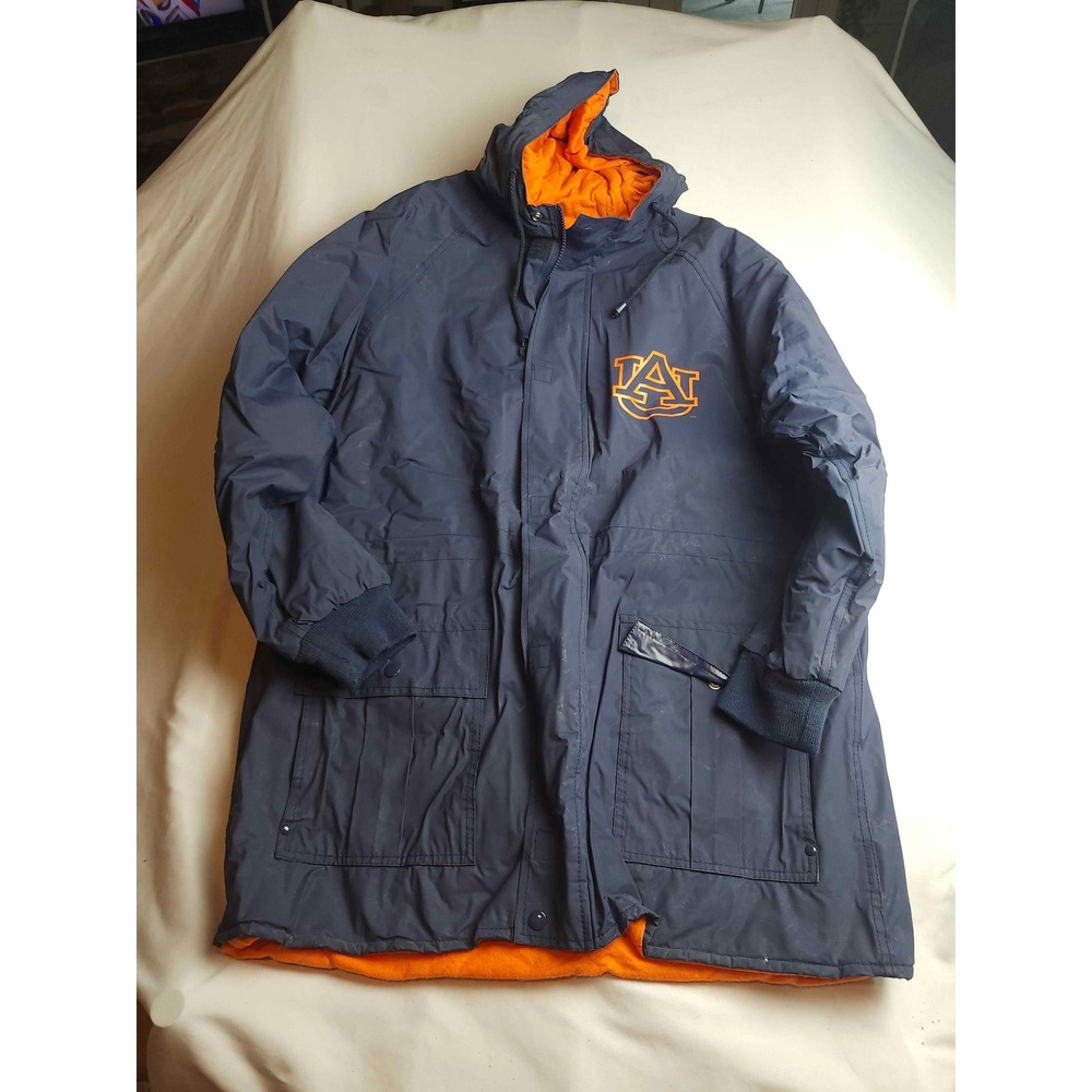 Auburn Tigers Collegiate Parka Jacket Navy Blue Mens Large Hooded Fleece